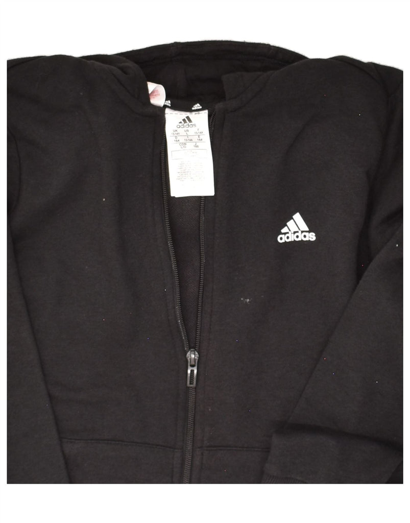 ADIDAS Boys Graphic Zip Hoodie Sweater 13-14 Years Black Cotton Vintage Adidas and Second-Hand Adidas from Messina Hembry 