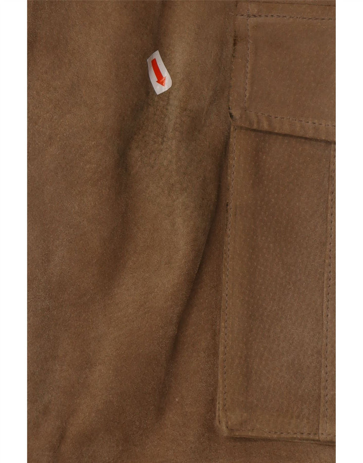 JOHN F GEE Mens Suede Straight Cargo Trousers EU 50 Large W34 L32 Beige