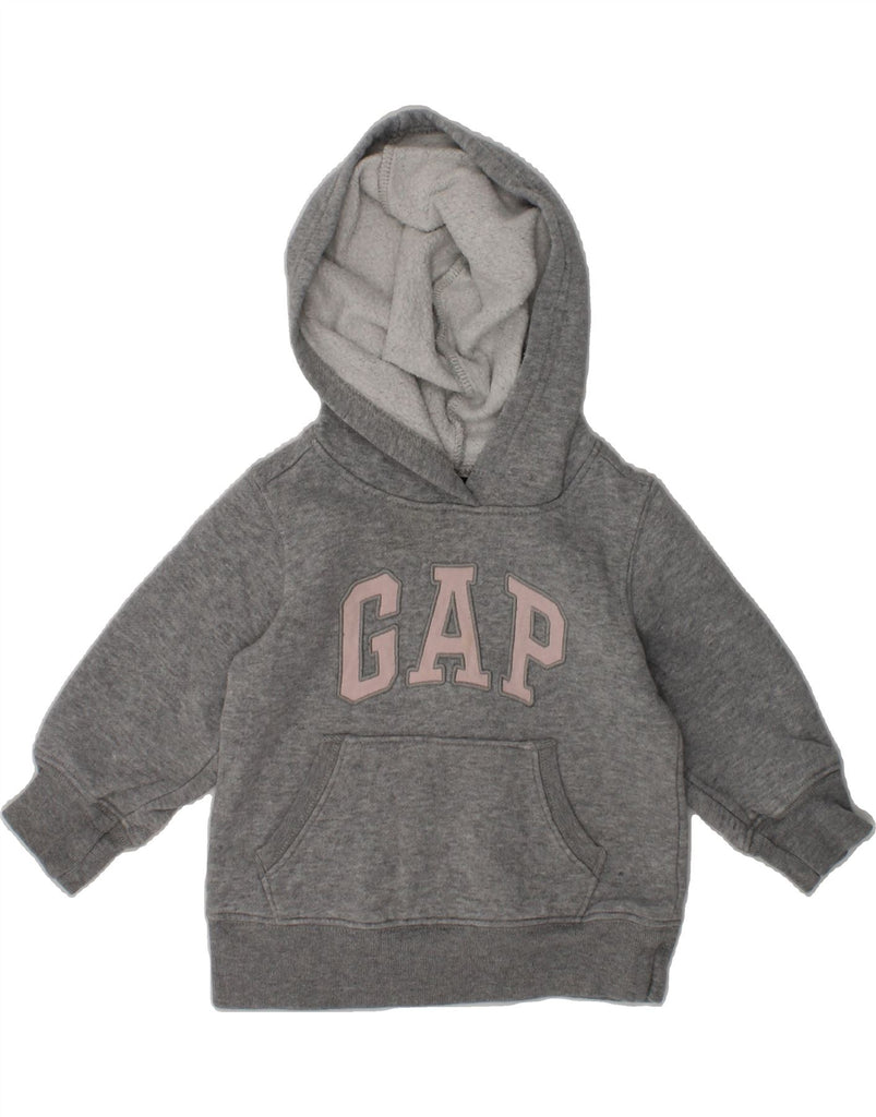 GAP Baby Girls Graphic Hoodie Jumper 12-18 Months Grey Cotton | Vintage Gap | Thrift | Second-Hand Gap | Used Clothing | Messina Hembry 