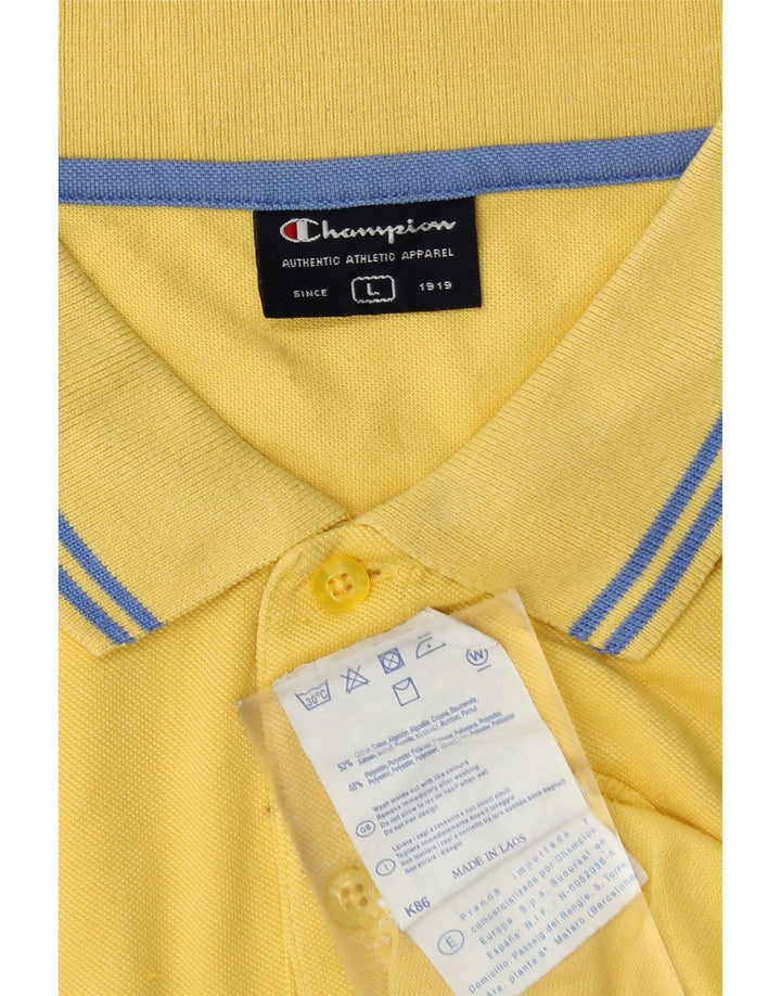 Champion Mens Polo Shirt Large Yellow Cotton
