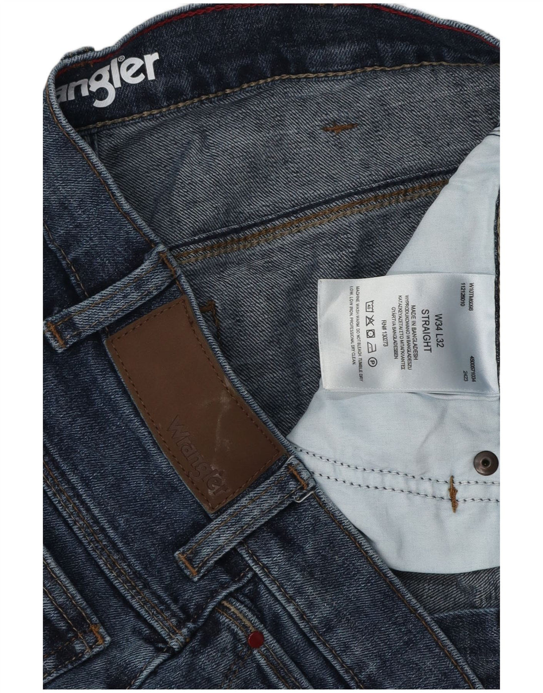 Wrangler Mens Straight Jeans W34 L32 Blue Cotton