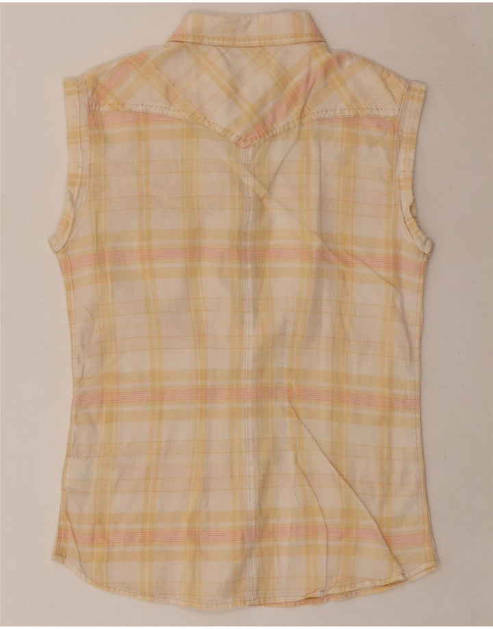 Wrangler Womens Sleeveless Shirt UK 12 Medium Yellow Check