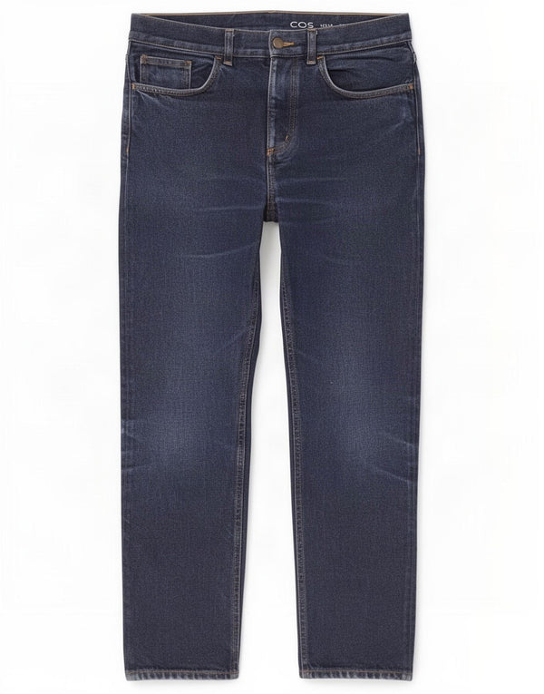 Cos Mens Regular Straight Jeans W30 L28 Navy Blue Cotton