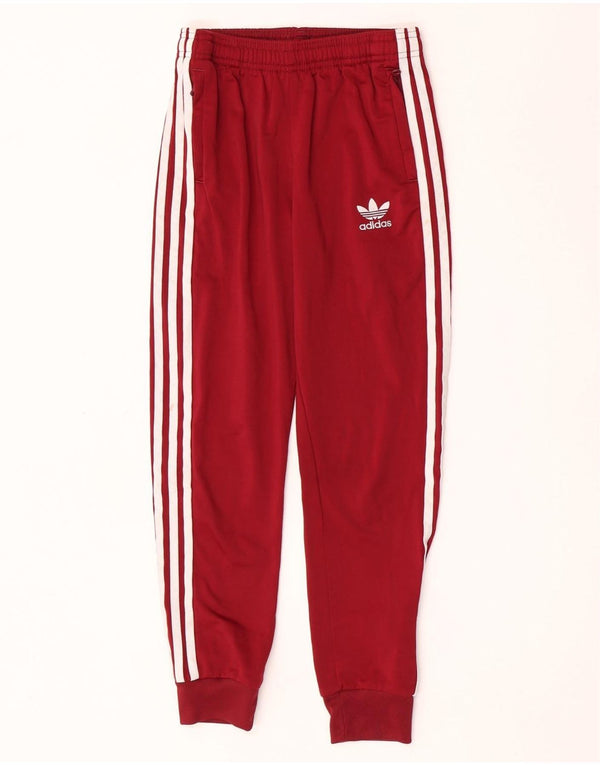 Adidas Boys Tracksuit Trousers Joggers 10-11 Years  Burgundy Polyester