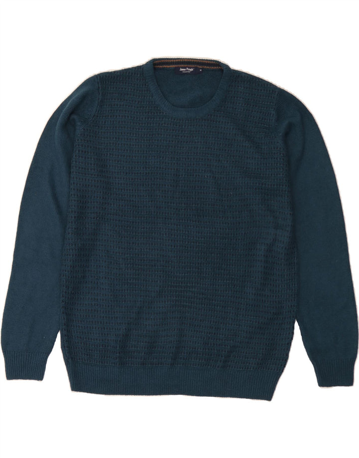 JAMES PRINGLE Mens Crew Neck Jumper Sweater Medium Navy Blue Striped Vintage James Pringle and Second-Hand James Pringle from Messina Hembry 