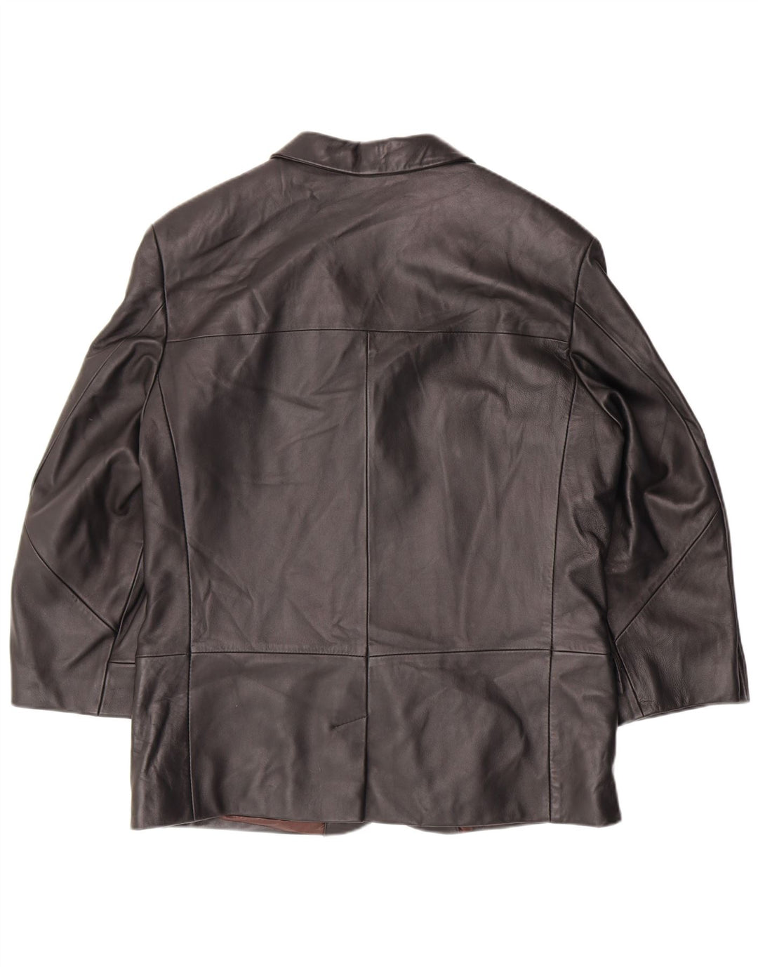VINTAGE Mens 3 Button Leather Blazer Jacket IT 52 XL Black Leather