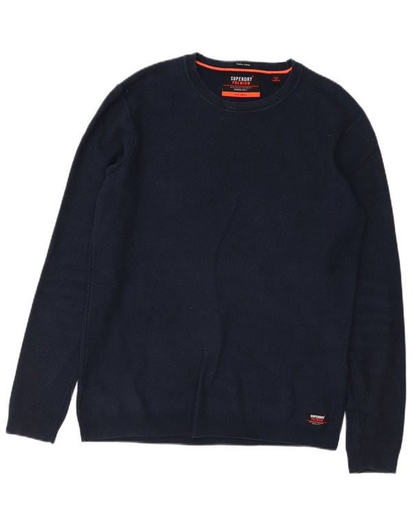 Superdry Mens Crew Neck Jumper Sweater Small Navy Blue Cotton
