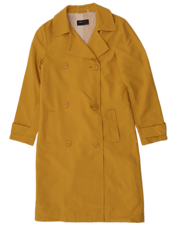 Marks & Spencer Womens Trench Coat UK 8 Small Yellow Polyester