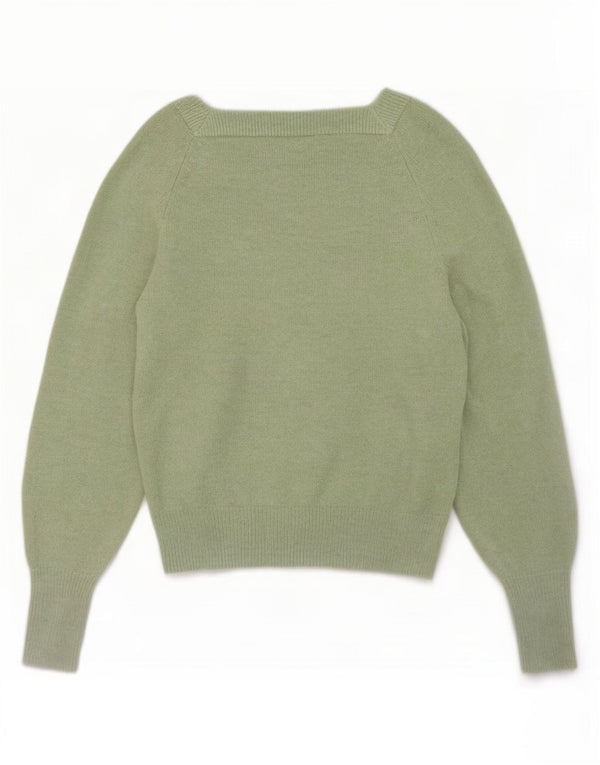 Marks & Spencer Womens Boat Neck Jumper Sweater UK 6 XS Green Polyester