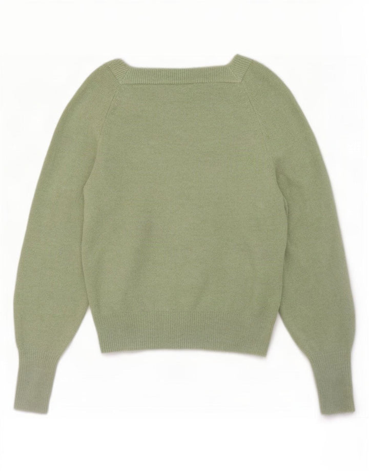 Marks & Spencer Womens Boat Neck Jumper Sweater UK 6 XS Green Polyester