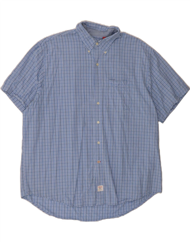 IZOD Mens Short Sleeve Shirt 2XL Blue Check Vintage Izod and Second-Hand Izod from Messina Hembry 