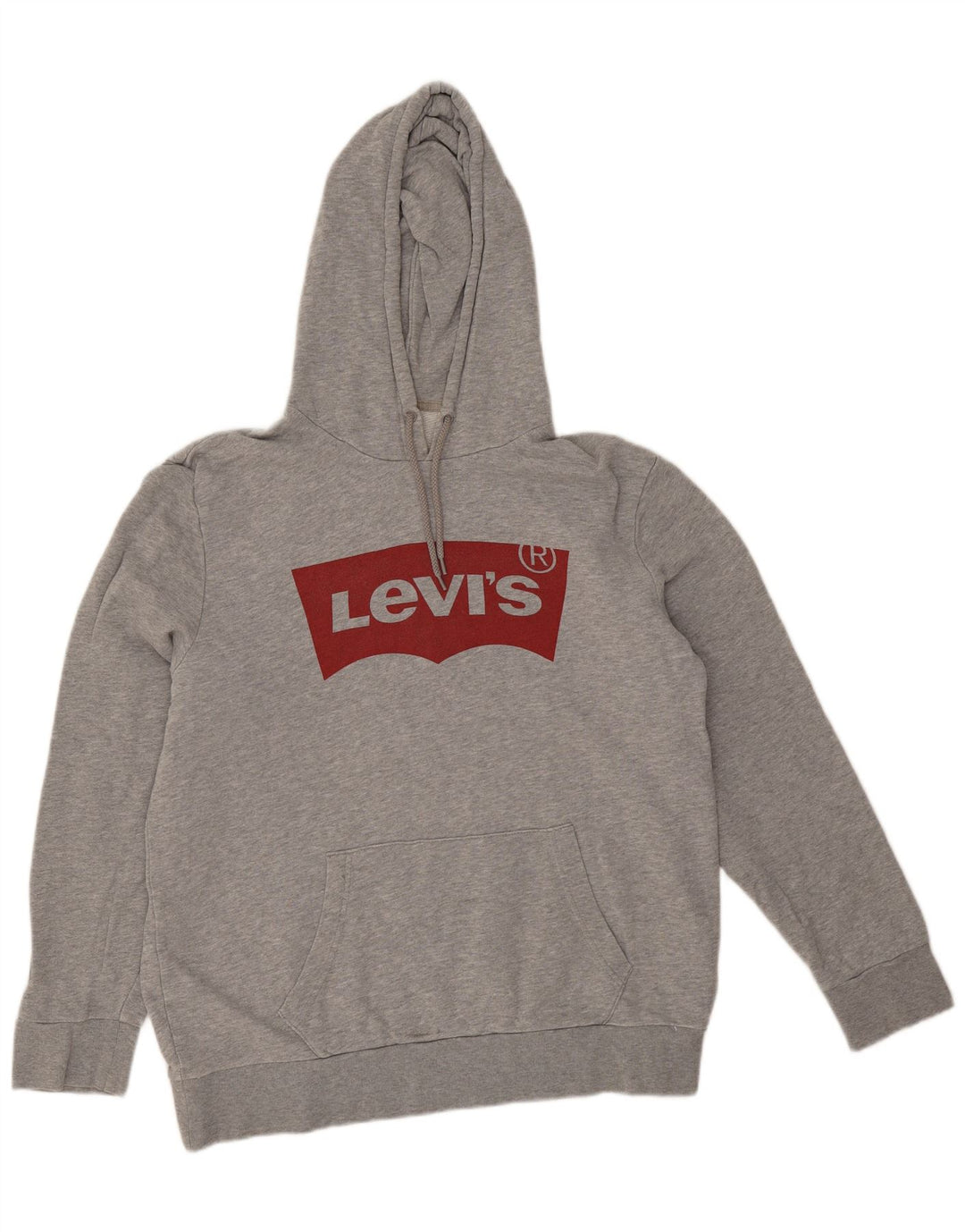 Levi's Mens Graphic Hoodie Jumper Large Grey Cotton
