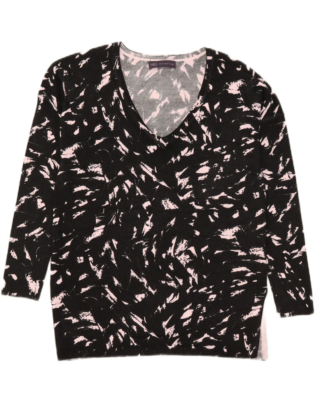 Marks & Spencer Womens V-Neck Jumper Sweater UK 8 Small Black