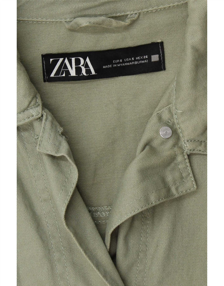 Zara Mens Oversized Utility Jacket UK 10 Small Green Cotton