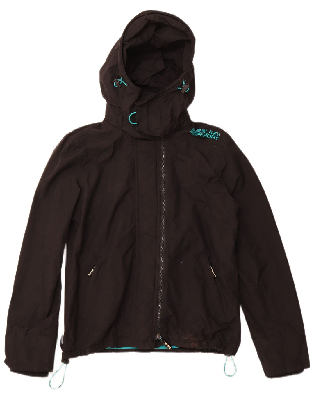 SUPERDRY Womens The Windcheater Windbreaker Jacket UK 14 Medium Black