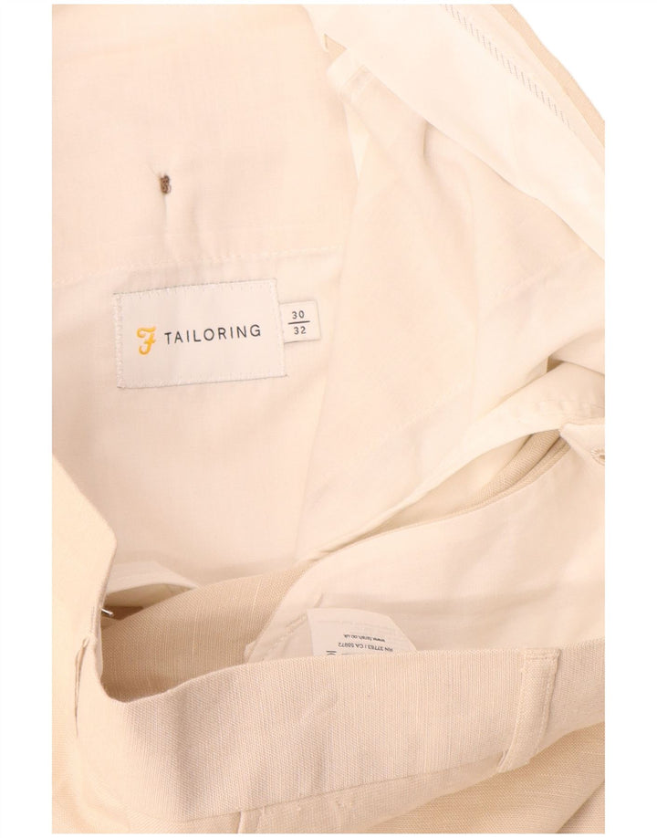 Farah Mens Straight Suit Trousers W30 L32 Beige Polyester