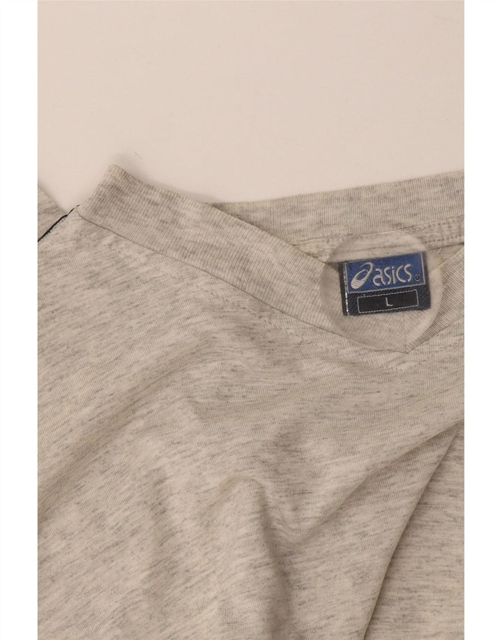 Asics Mens Graphic T-Shirt Top Large Grey Flecked