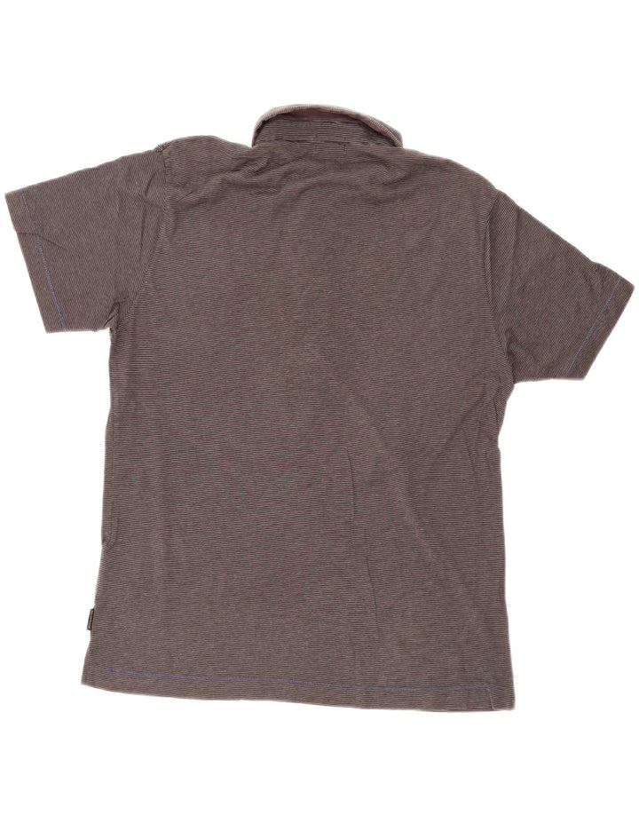 PAUL SMITH Mens Polo Shirt Medium Grey Pinstripe Cotton
