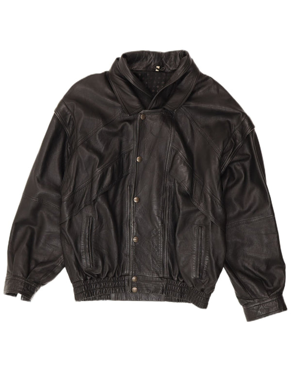 SAMANTA Mens Leather Jacket IT 52 XL Black