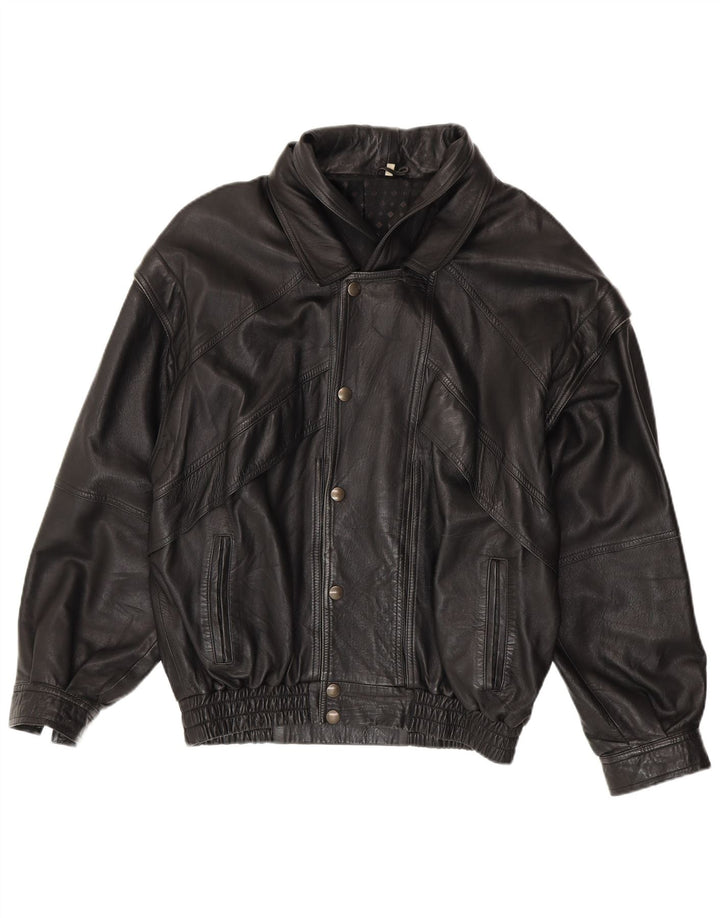 SAMANTA Mens Leather Jacket IT 52 XL Black