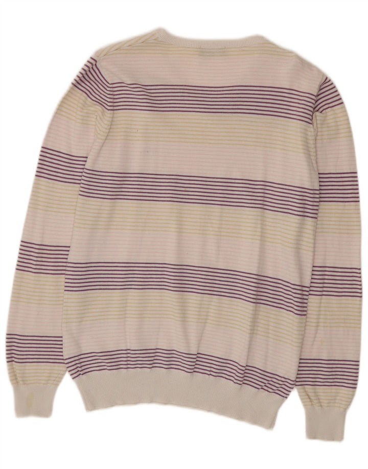 SERGIO TACCHINI Mens V-Neck Jumper Sweater Small Multicoloured Striped