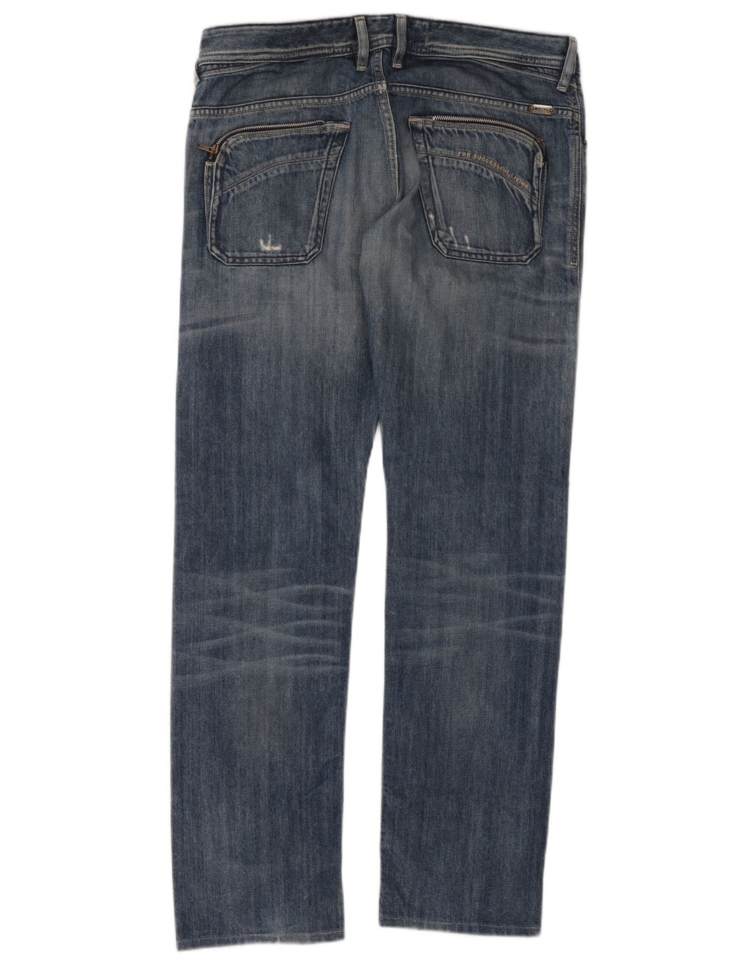 Diesel Mens Poiak Distressed Straight Jeans W33 L34 Blue Cotton