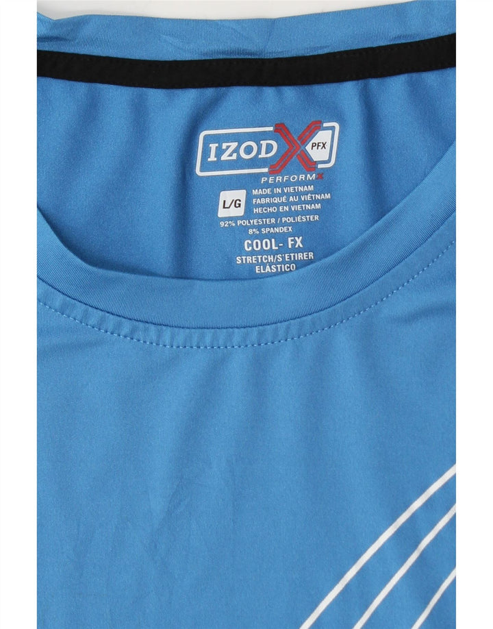 Izod Mens T-Shirt Top Large Blue Striped Polyester