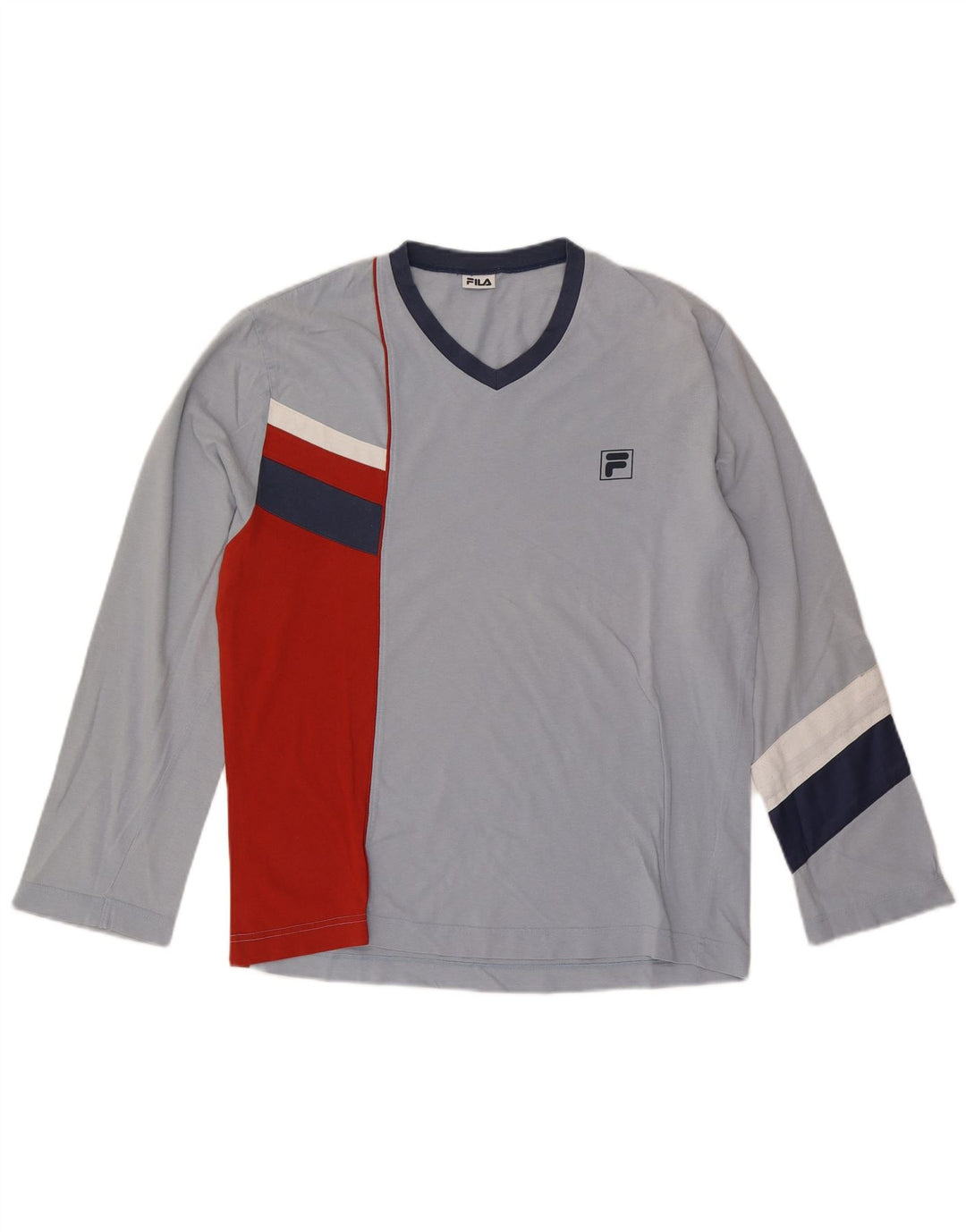 Fila Mens Top Long Sleeve Small Blue Colourblock Cotton