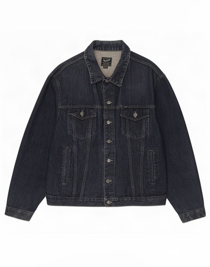 Gas Mens Denim Jacket UK 40 Large Navy Blue Cotton
