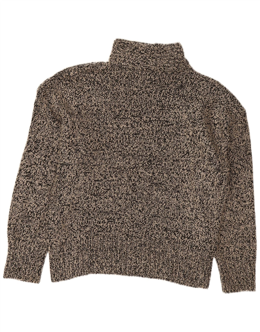 Zara Womens Turtle Neck Jumper Sweater UK 14 Medium Black Flecked Acrylic