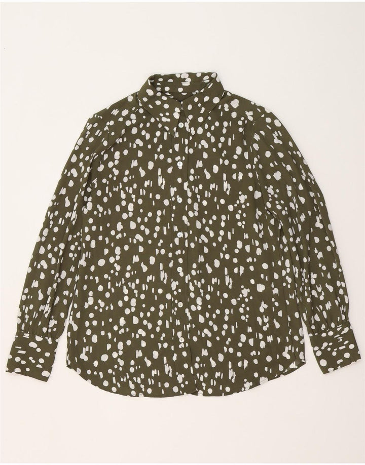 Marks & Spencer Womens Oversized Shirt UK 10 Small Khaki Flecked Polyester