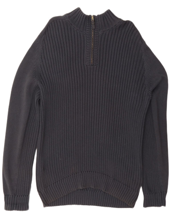 Timberland Mens Regular Fit Zip Neck Jumper Sweater XL Navy Blue Cotton