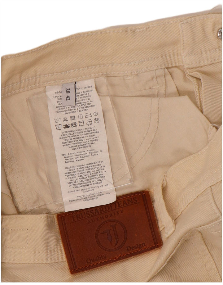 Trussardi Womens Slim Cropped Trousers IT 42 Medium W28 L25 Beige Cotton