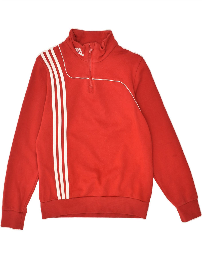 ADIDAS Boys Zip Neck Sweatshirt Jumper 11-12 Years Red Cotton | Vintage Adidas | Thrift | Second-Hand Adidas | Used Clothing | Messina Hembry 