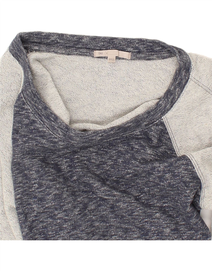 GAP Womens 3/4 Sleeve Sweatshirt Jumper UK 14 Medium Navy Blue Colourblock Vintage Gap and Second-Hand Gap from Messina Hembry 