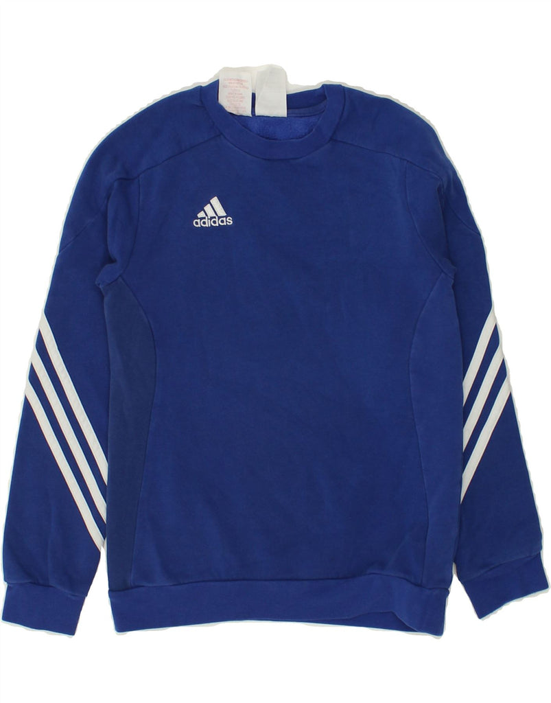 ADIDAS Boys Sweatshirt Jumper 9-10 Years Medium Blue Cotton | Vintage Adidas | Thrift | Second-Hand Adidas | Used Clothing | Messina Hembry 