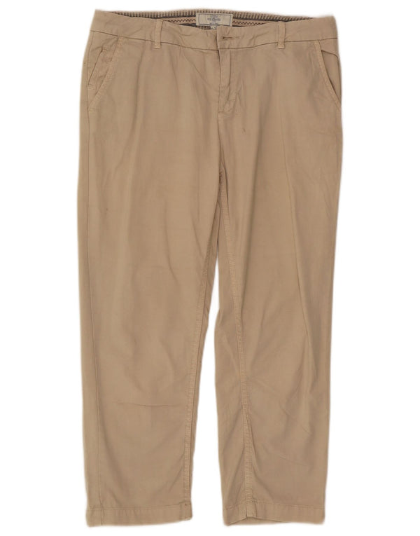 Fat Face Womens Capri Trousers UK 10 Small W28 L22 Beige Cotton