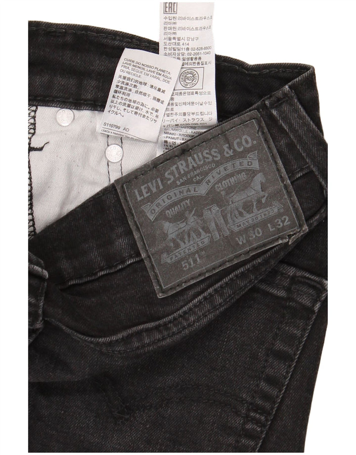 Levi's Mens 511 Slim Jeans W30 L32 Black Cotton