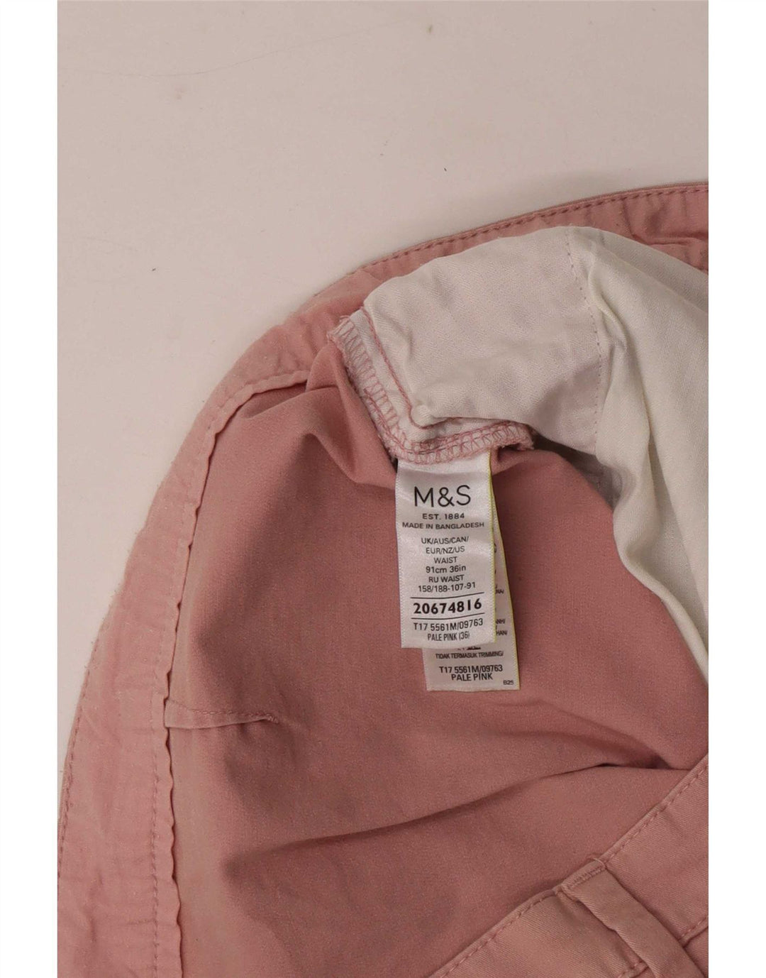 Marks & Spencer Mens Chino Shorts Large W36 Pink Cotton