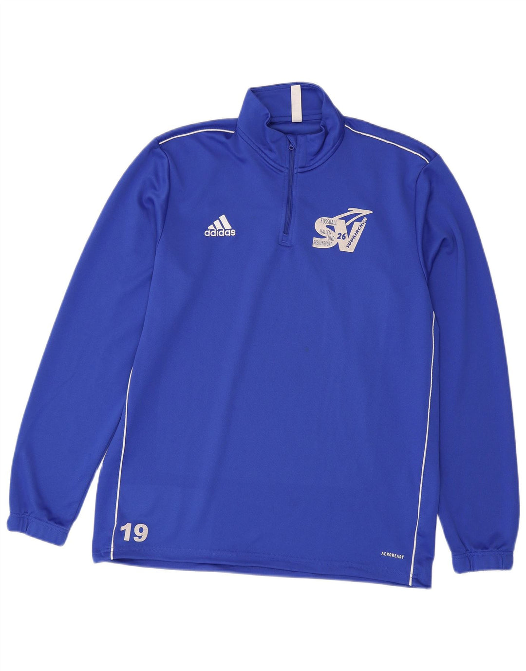 ADIDAS Mens Aeroready Graphic Zip Neck Pullover Tracksuit Top XL Blue