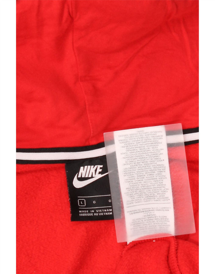 Nike Mens Graphic Zip Hoodie Sweater Large Red Cotton