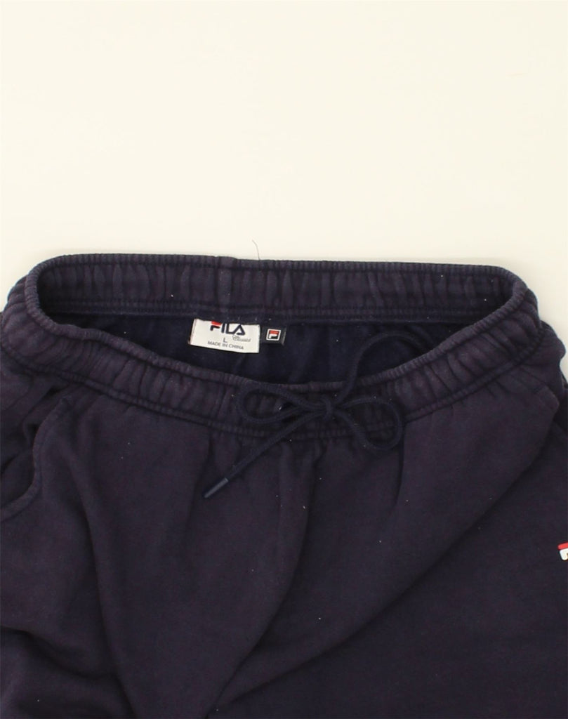 FILA Womens Tracksuit Trousers Joggers UK 14 Large Navy Blue Cotton | Vintage Fila | Thrift | Second-Hand Fila | Used Clothing | Messina Hembry 