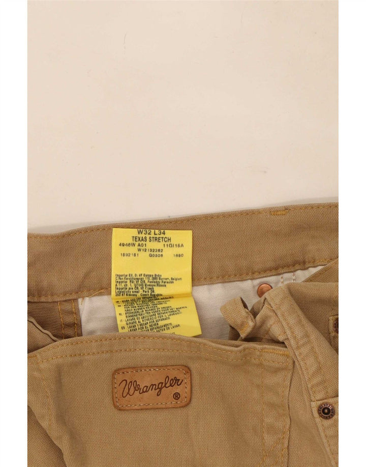 Wrangler Mens Texas Stretch Straight Jeans W32 L30 Brown Cotton