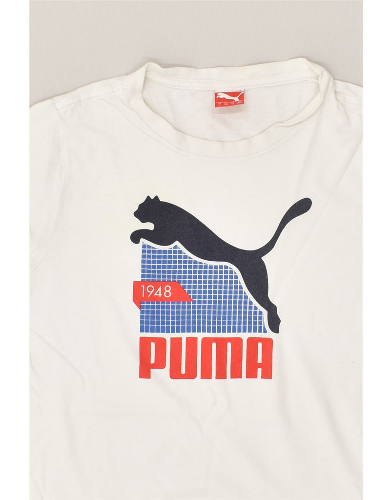 PUMA Boys Graphic T-Shirt Top 11-12 Years White Cotton | Vintage Puma | Thrift | Second-Hand Puma | Used Clothing | Messina Hembry 