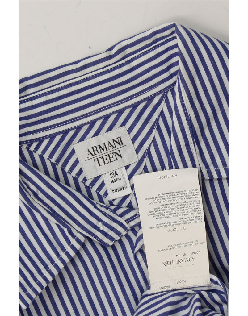 ARMANI TEEN Boys Shirt 12-13 Years Blue Pinstripe Cotton Vintage Armani Teen and Second-Hand Armani Teen from Messina Hembry 