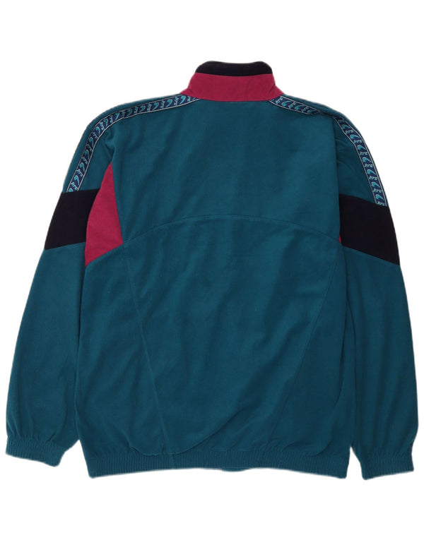 Kronos Mens Graphic Velour Tracksuit Top Jacket Medium Blue Colourblock