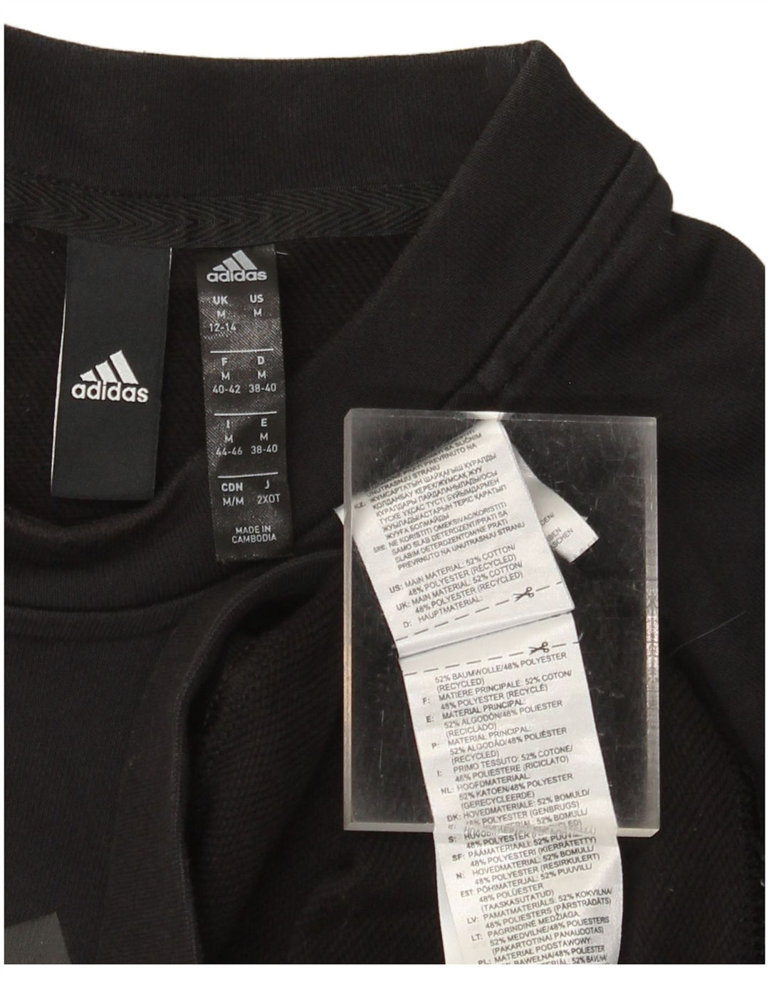 ADIDAS Womens Graphic Sweatshirt Jumper UK 12/14 Medium Black Cotton