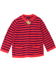 BODEN Girls Cardigan Sweater 13-14 Years Red Striped Cotton