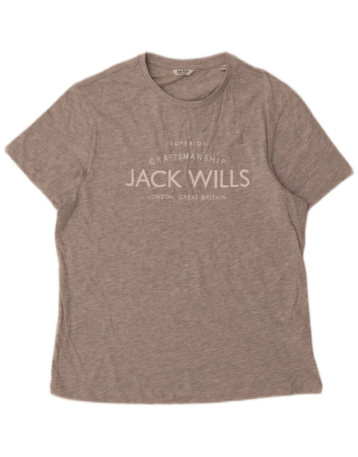 JACK WILLS Womens Oversized Graphic T-Shirt Top UK 10 Small Grey Cotton