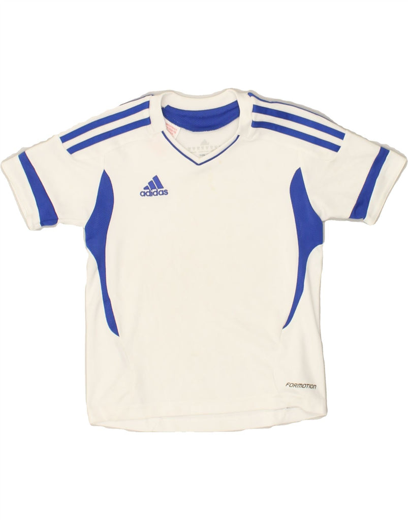 ADIDAS Boys T-Shirt Top 5-6 Years White Colourblock Polyester | Vintage Adidas | Thrift | Second-Hand Adidas | Used Clothing | Messina Hembry 